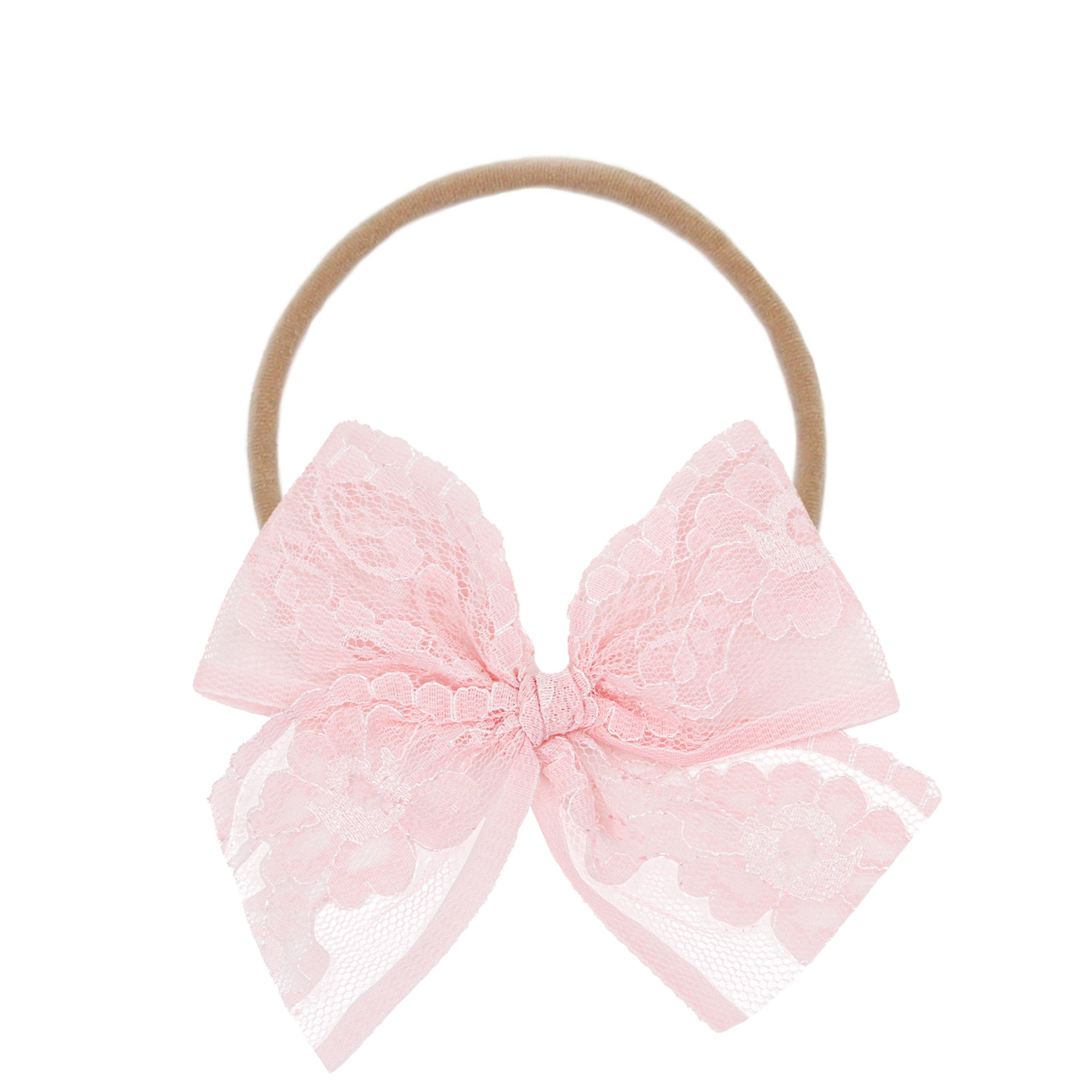 Lace Bow - Baby Pink Headband