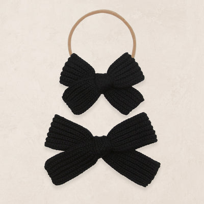 Sweater Bow - Black Chunky Knit