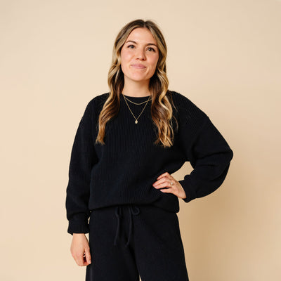 Knit Women's Chunky Sweater - Black