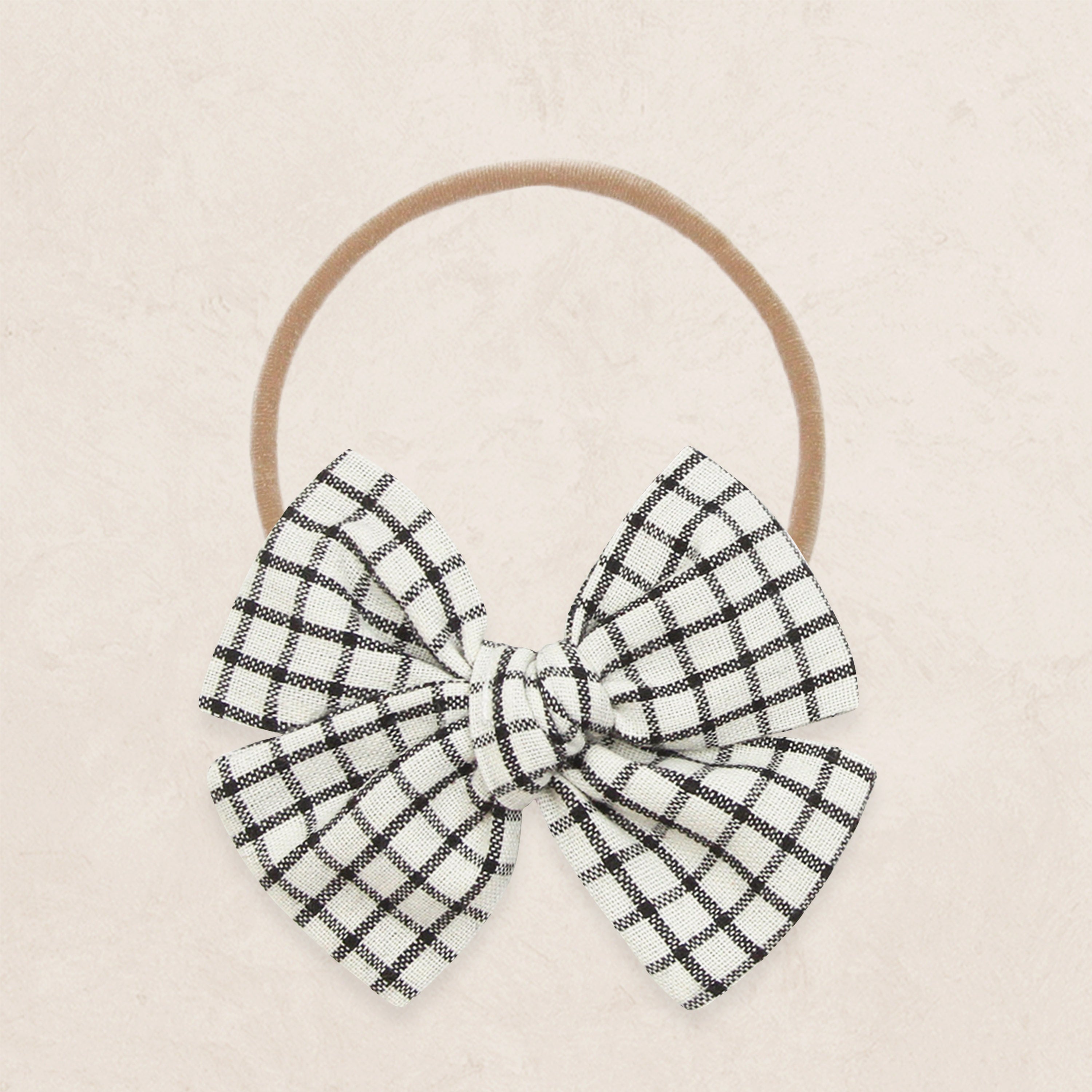 Adventure Bow - Charcoal Grid Headband