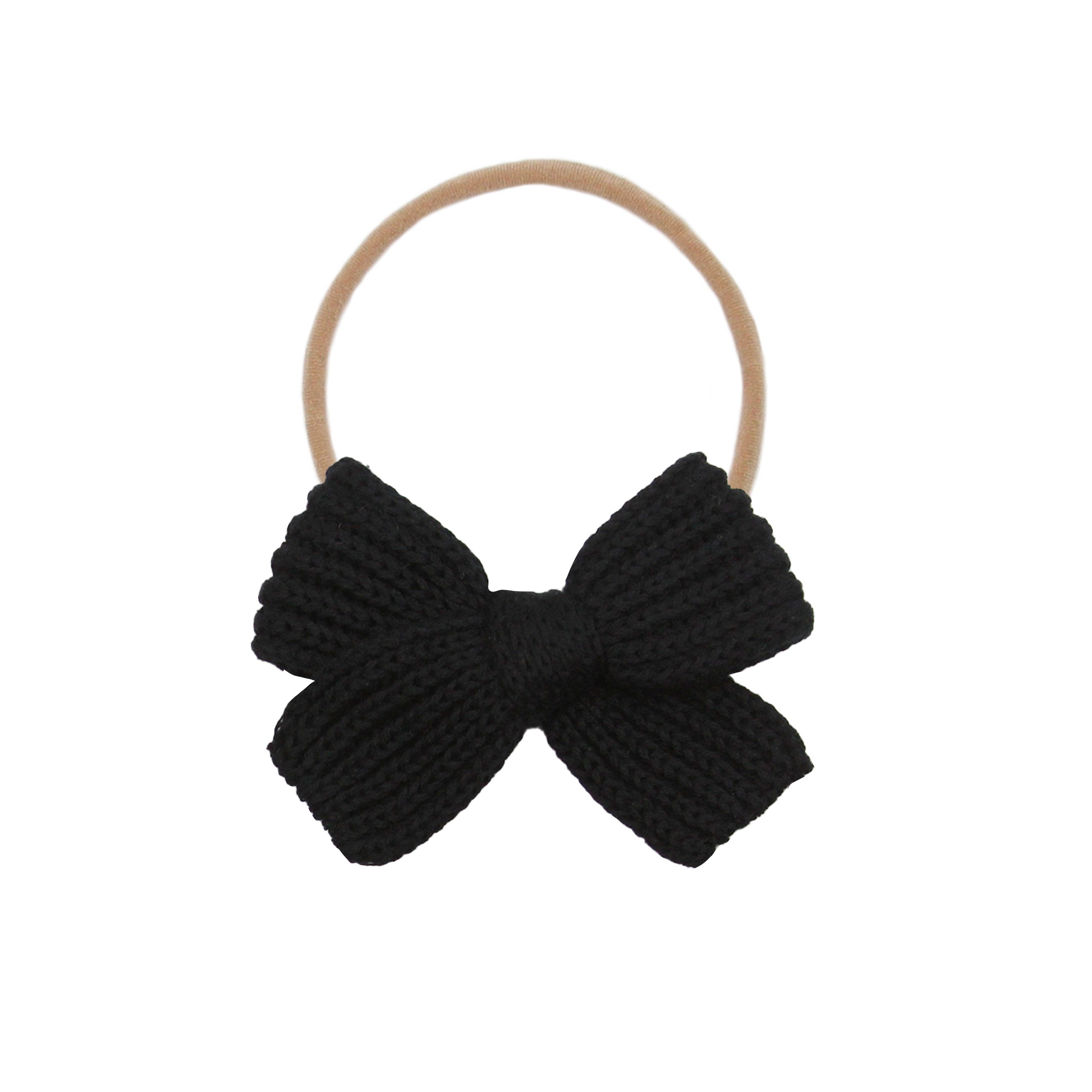 Sweater Bow - Black Chunky Knit Headband