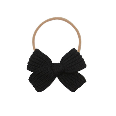 Sweater Bow - Black Chunky Knit Headband