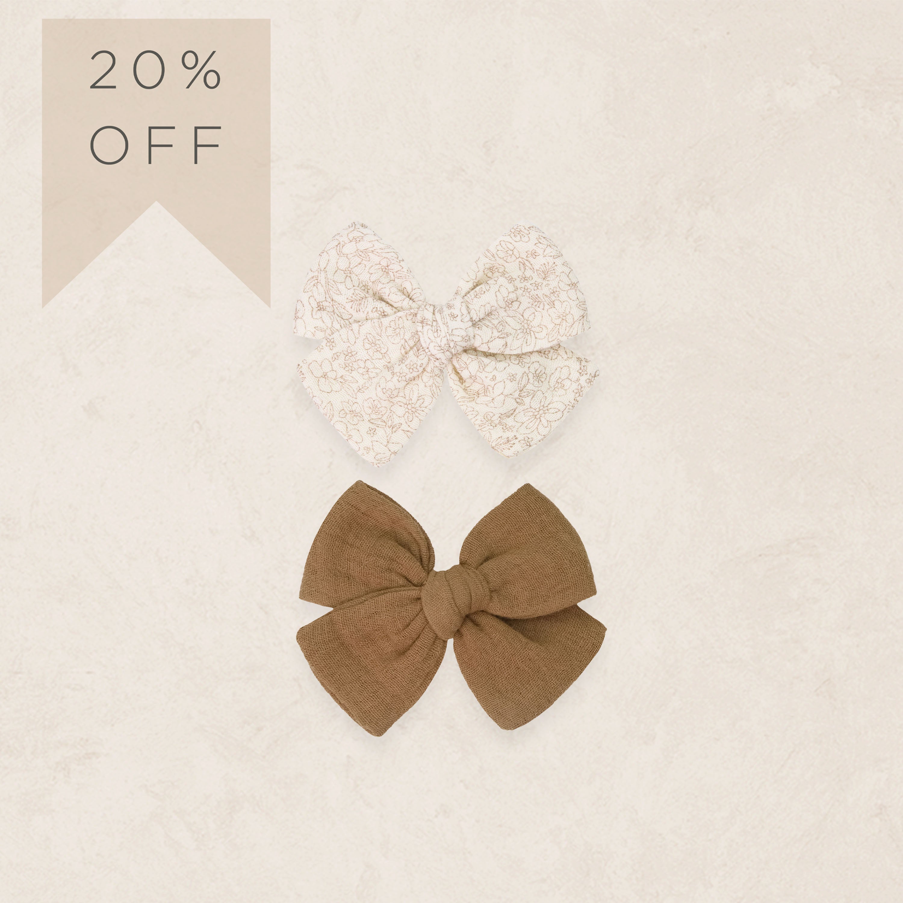 Adventure Bow 2 Pack - Cinnamon/Tan Bloom Clip