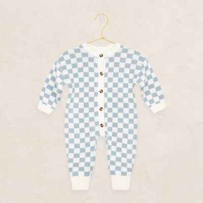 Knit Long Sleeve Onesie - Steele Checkered
