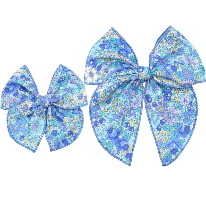 Heirloom Bow - Blue Floral Clip