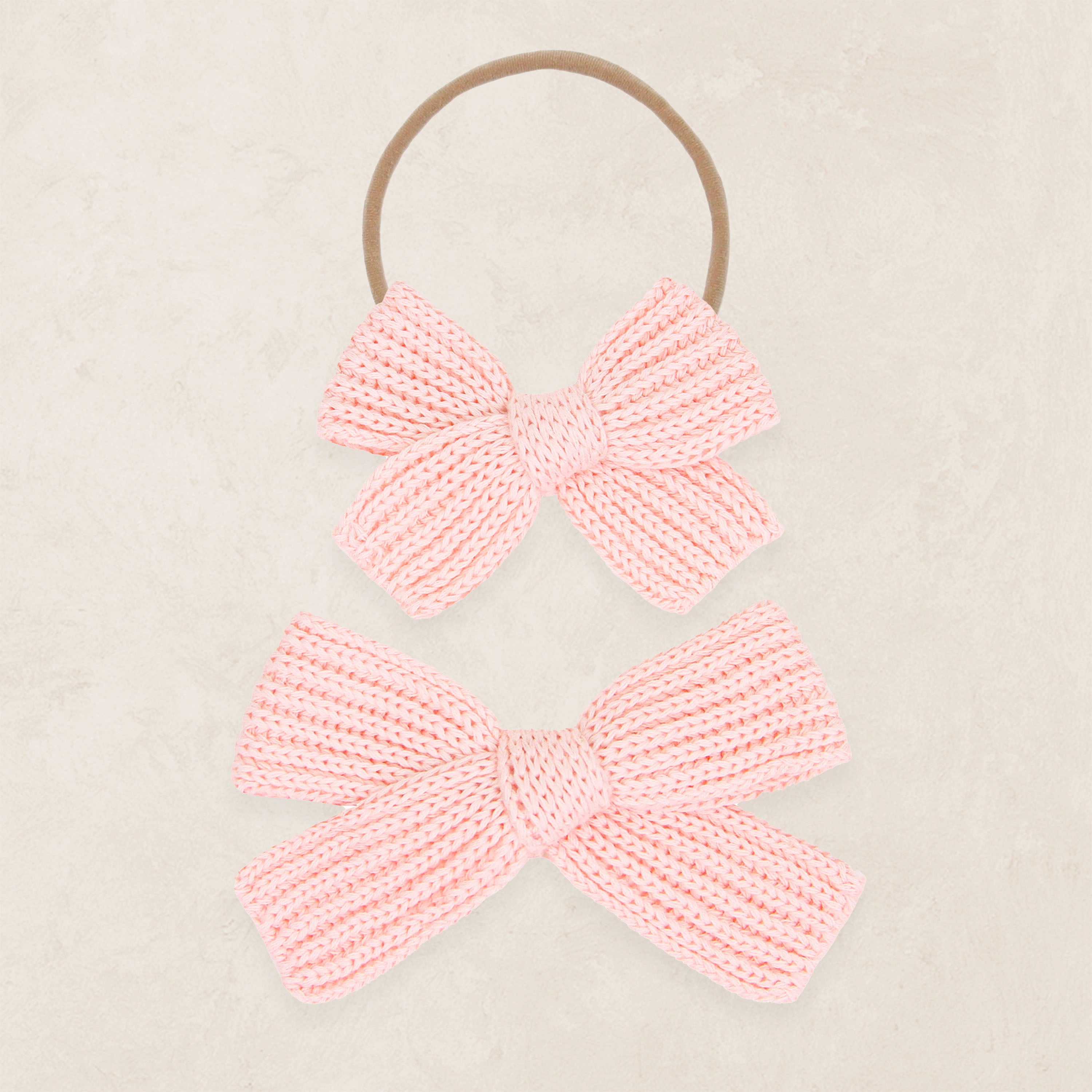 Sweater Bow - Blush Chunky Knit