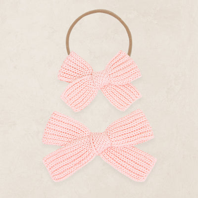 Sweater Bow - Blush Chunky Knit