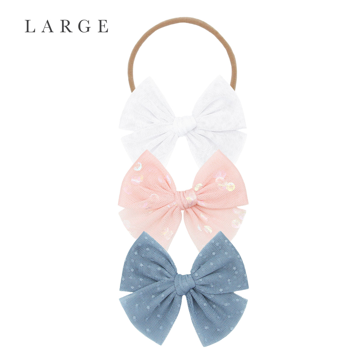 Tulle Bow 3 Pack: Blush Shimmer Dot