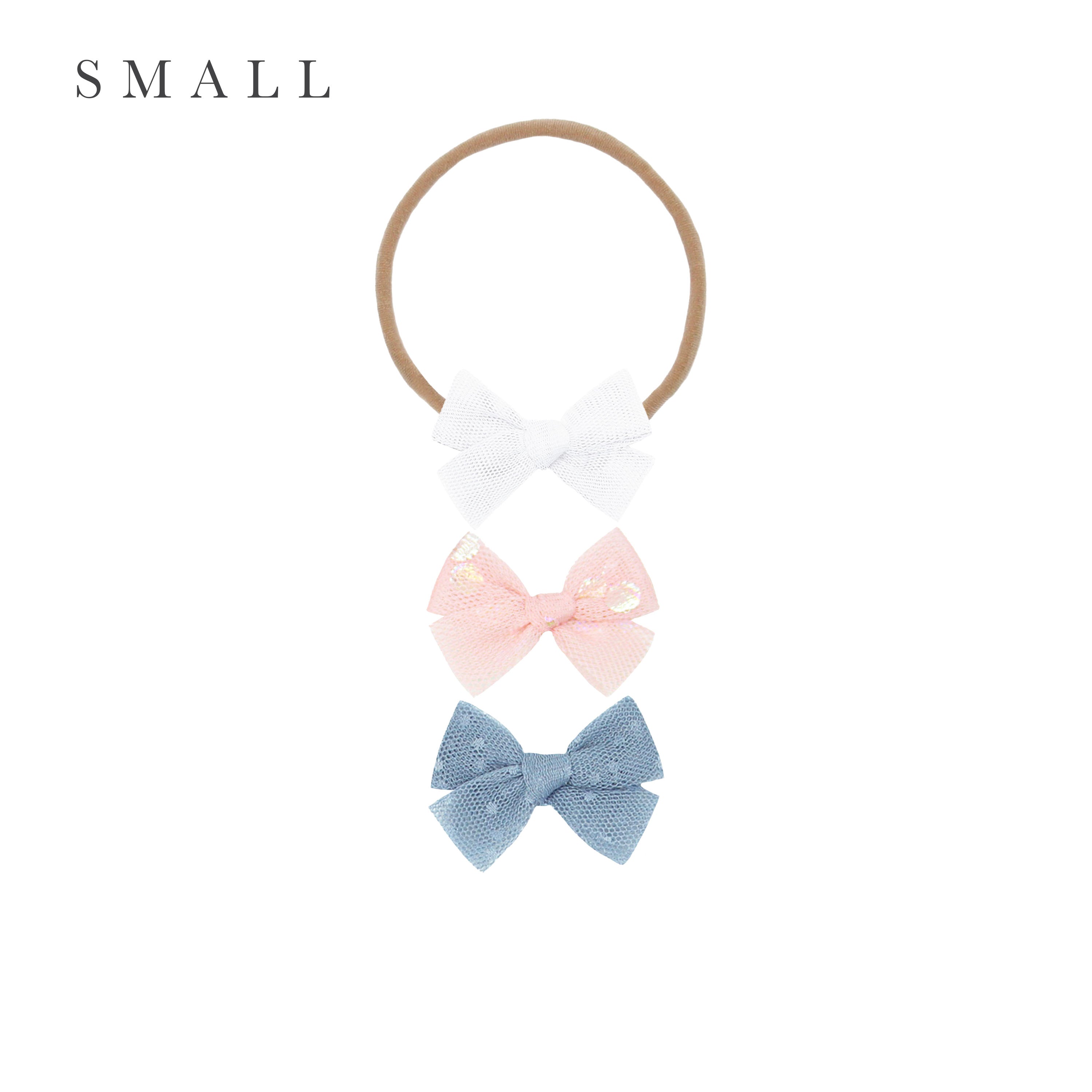Tulle Bow 3 Pack: Blush Shimmer Dot