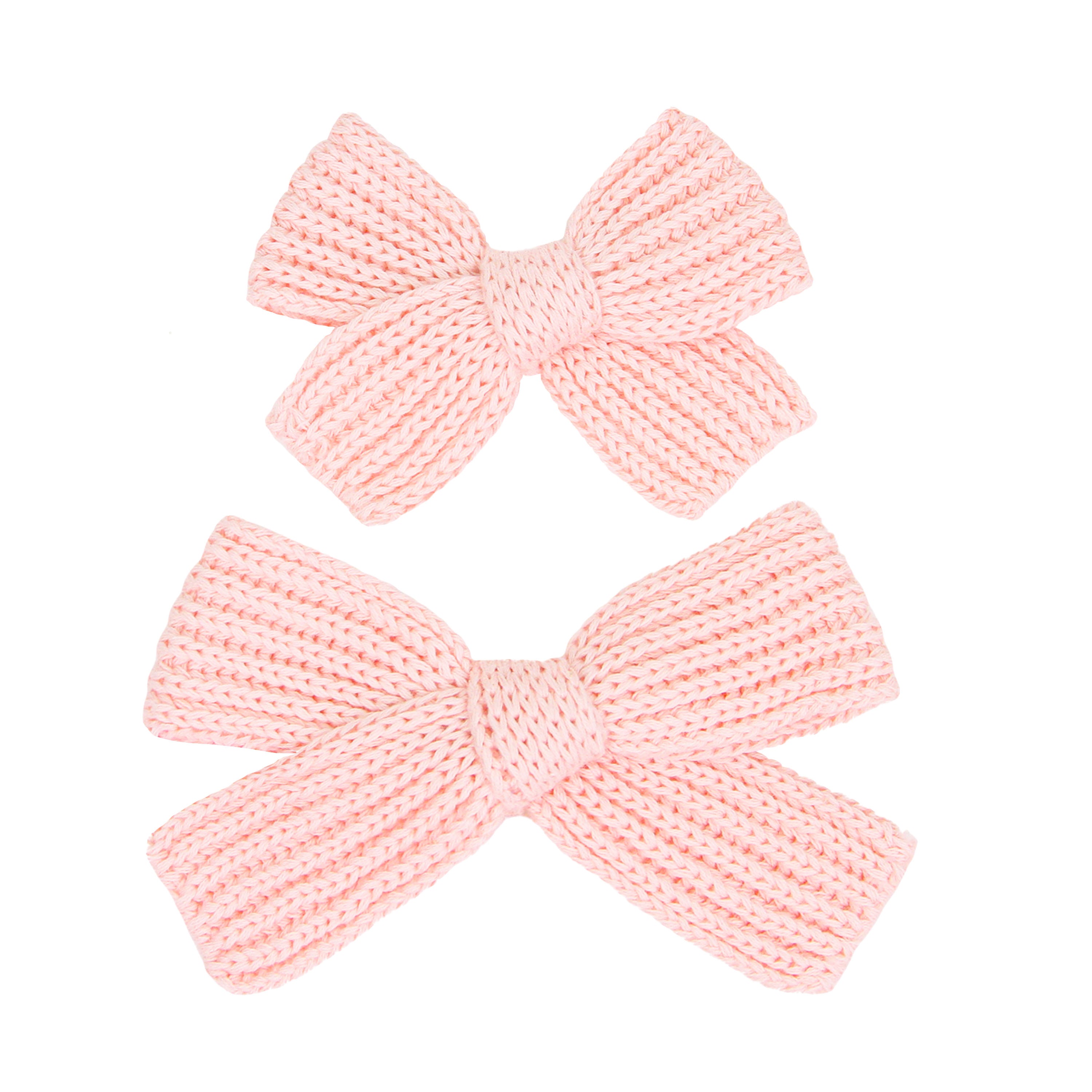 Sweater Bow - Blush Chunky Knit Clip