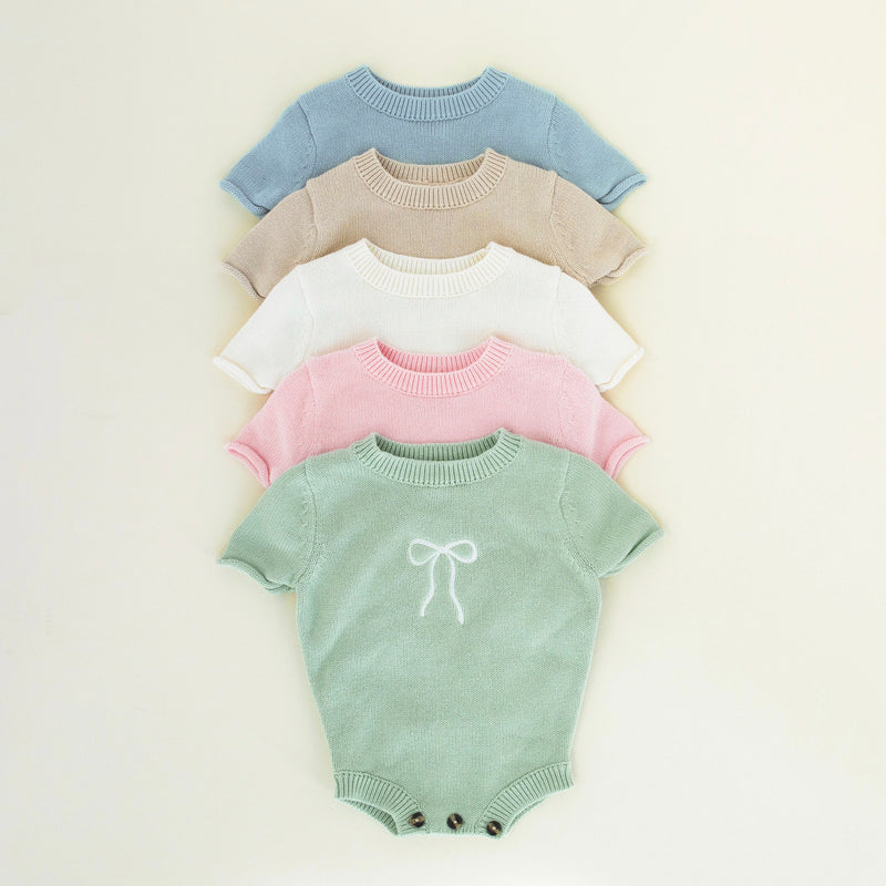 Bow Embroidery - Knit Onesie