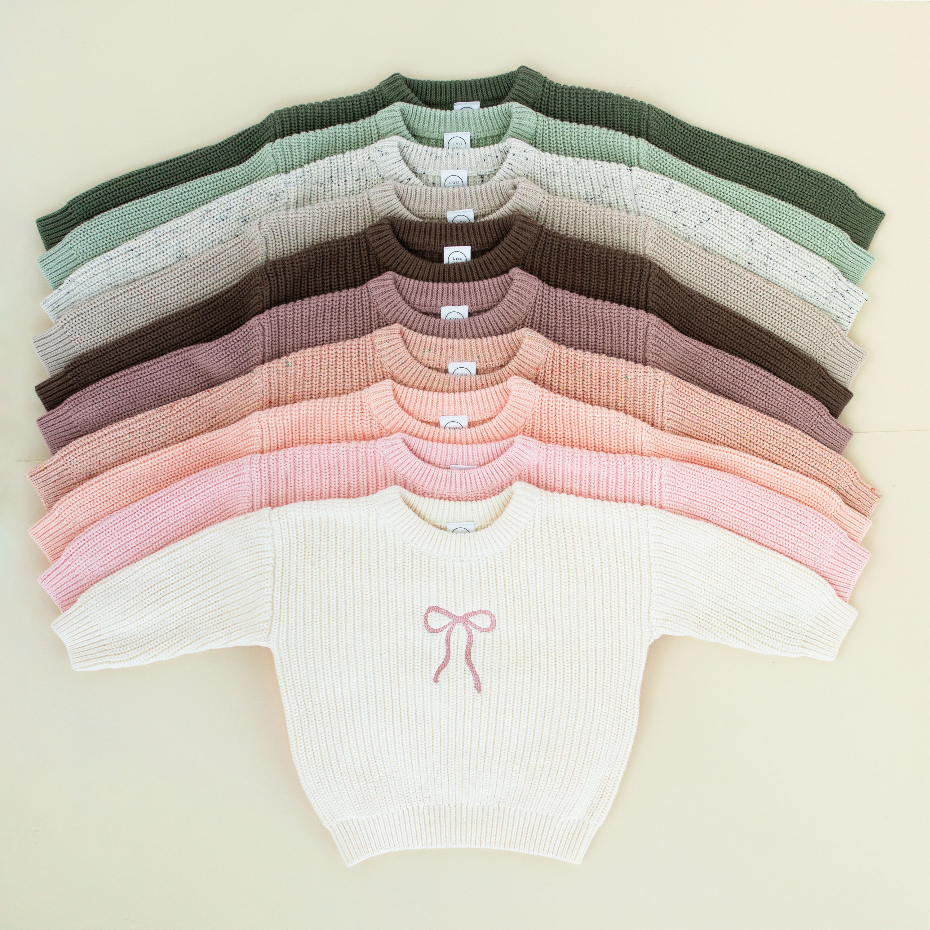 Bow Embroidery - Knit Chunky Sweater
