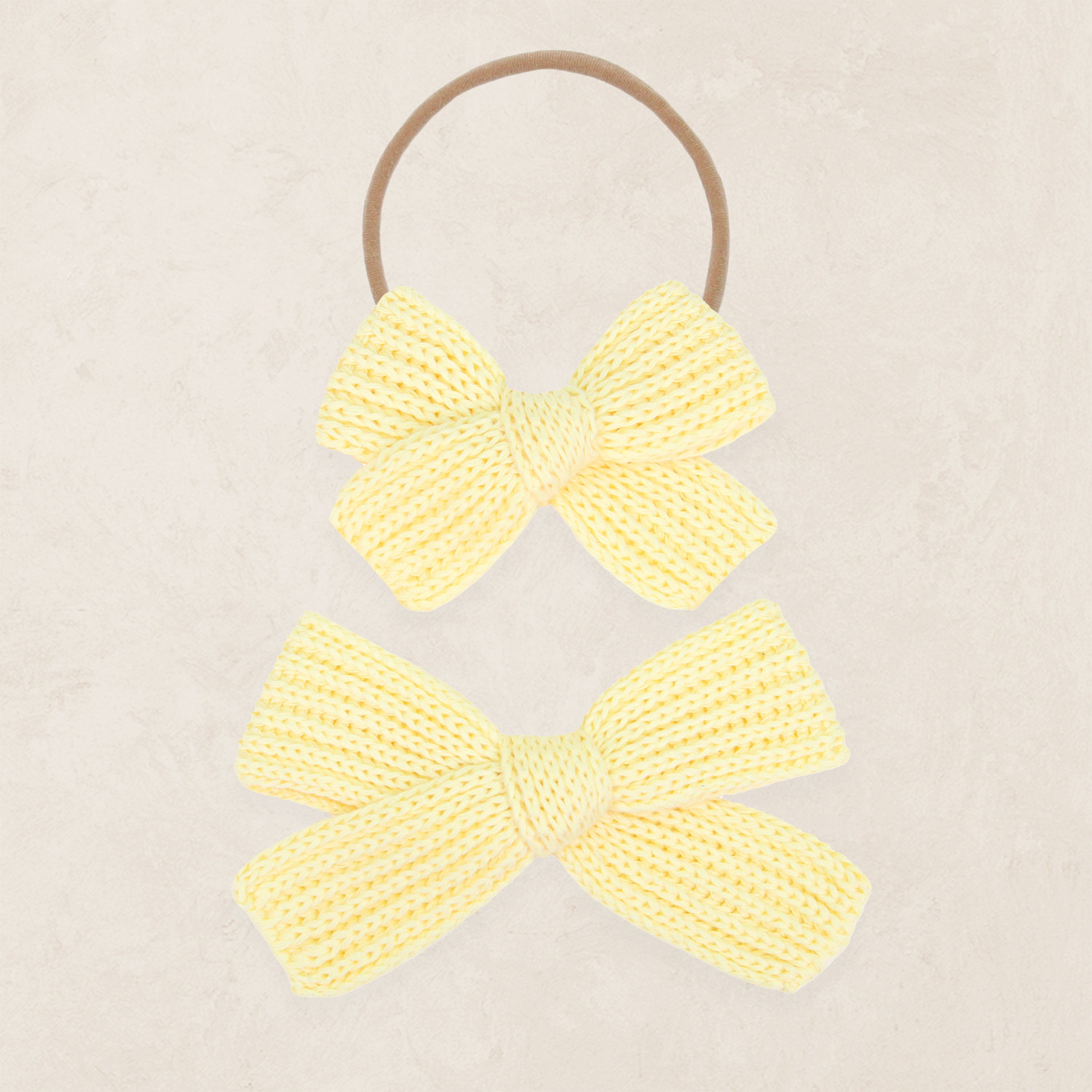 Sweater Bow - Butter Yellow Chunky Knit