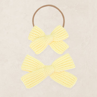 Sweater Bow - Butter Yellow Chunky Knit