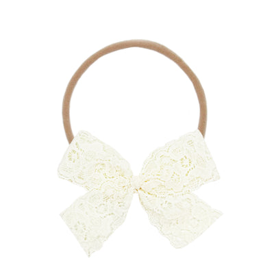 Lace Bow - Buttercream Headband