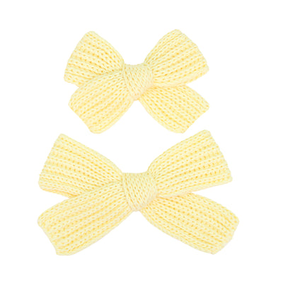 Sweater Bow - Butter Yellow Chunky Knit Clip