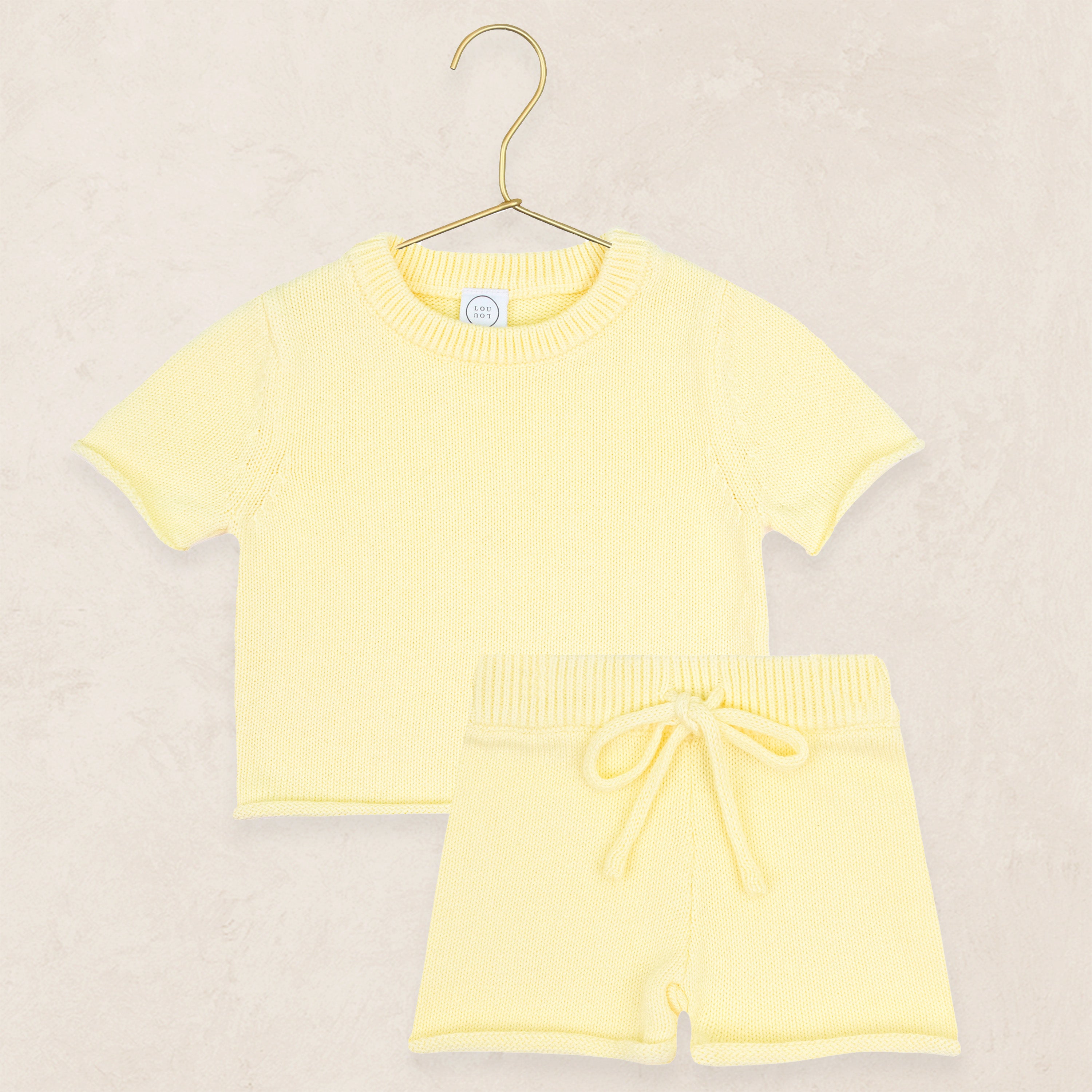 Knit Shirt + Short Set - Butter Yellow