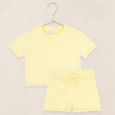Knit Shirt + Short Set - Butter Yellow