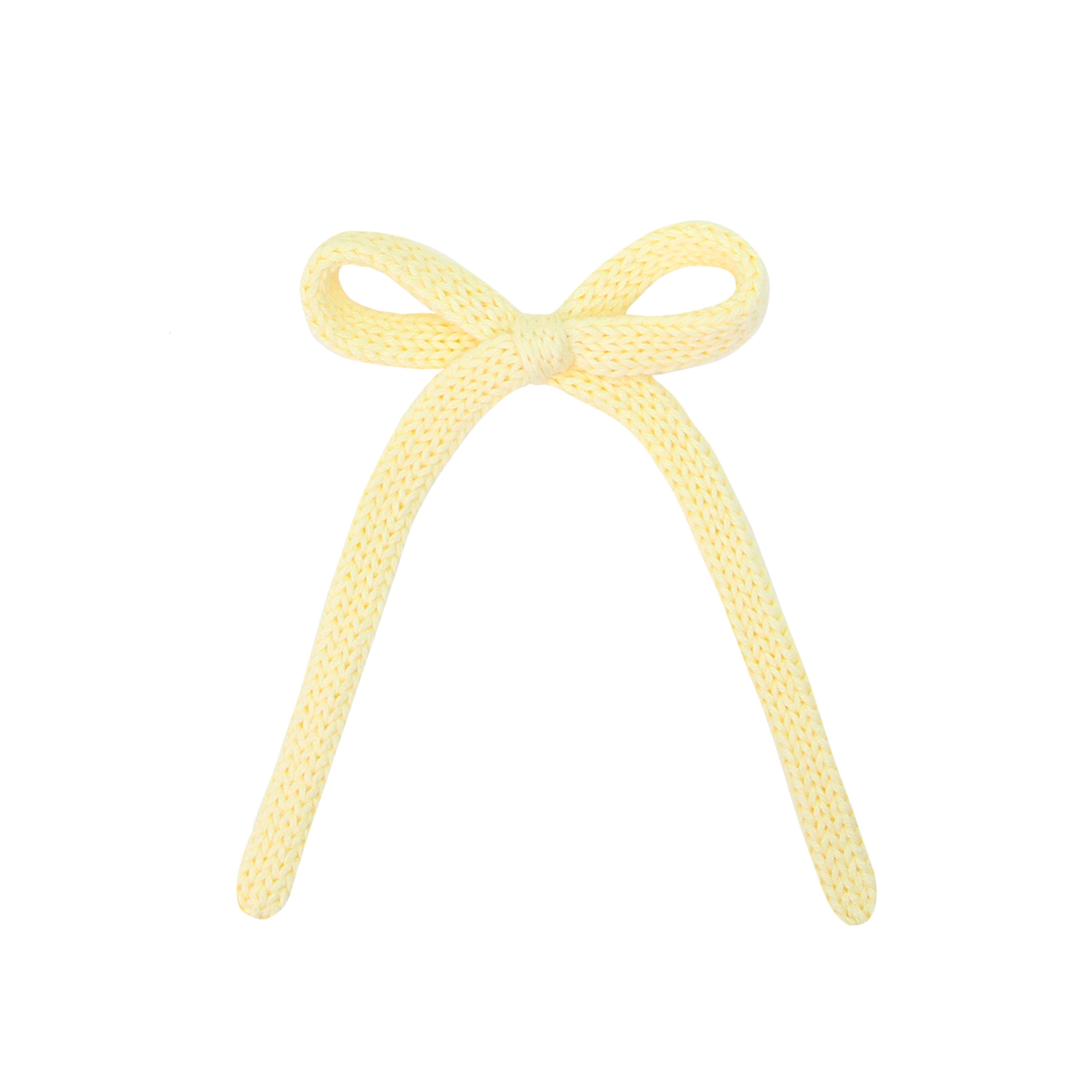 Sweater Bow - Butter Yellow Knit Sash Clip