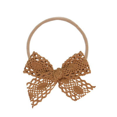 Lace Bow - Camel Crochet Headband
