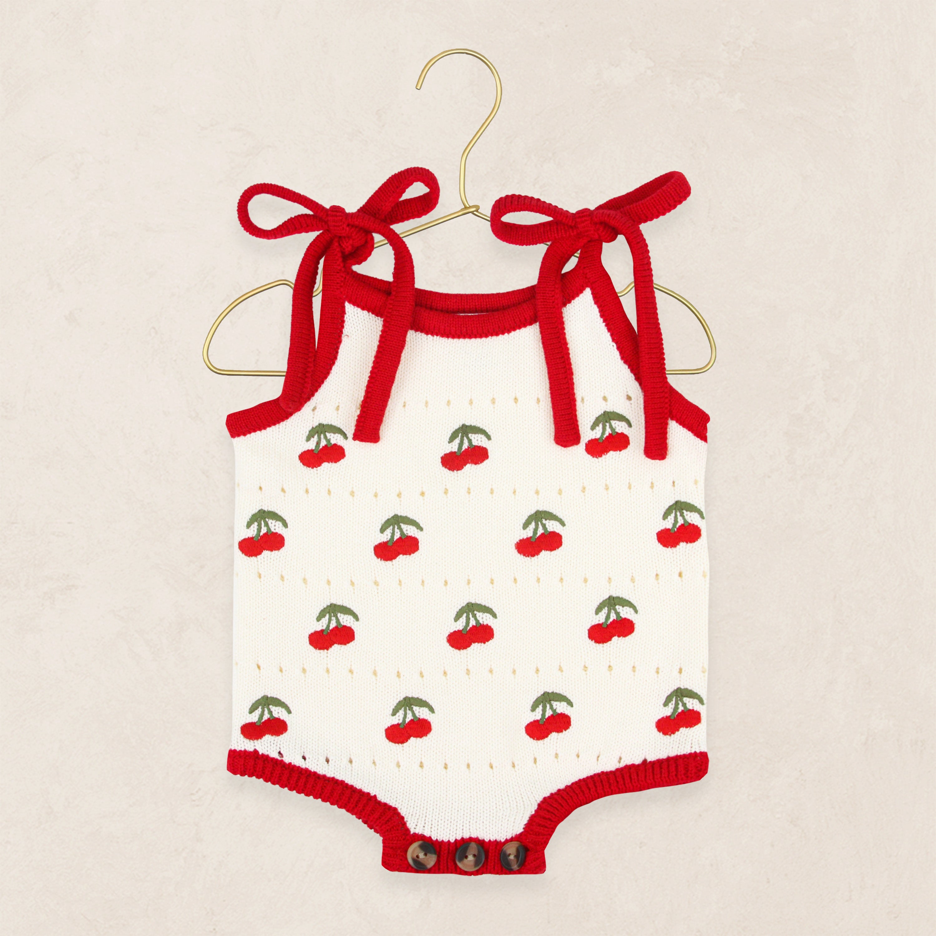 Knit Tank Onesie - Cherry