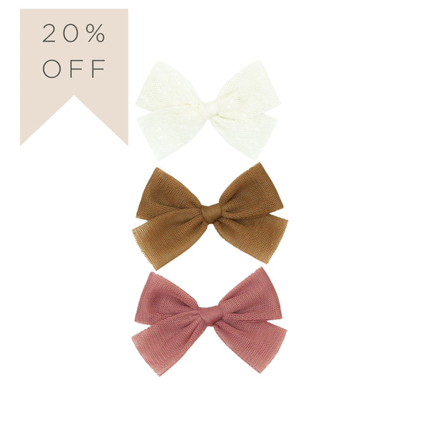 Tulle Bow 3 Pack: Cinnamon Clips