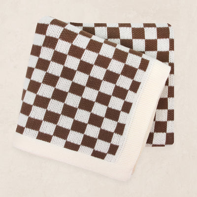 Knit Blanket - Cocoa Checkered
