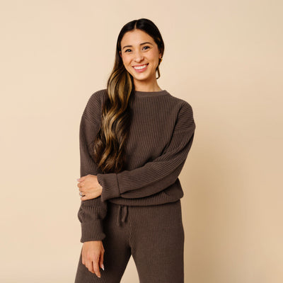 Knit Women's Chunky Sweater - Cocoa
