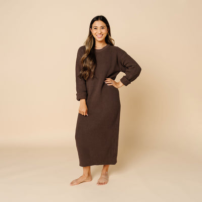 Knit Women's Sweater Maxi Dress - Cocoa
