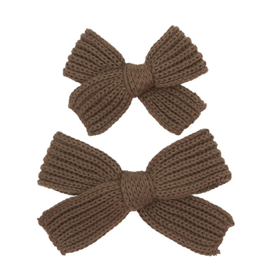 Sweater Bow - Cocoa Chunky Knit Clip