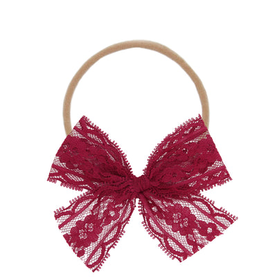 Lace Bow - Cranberry Headband