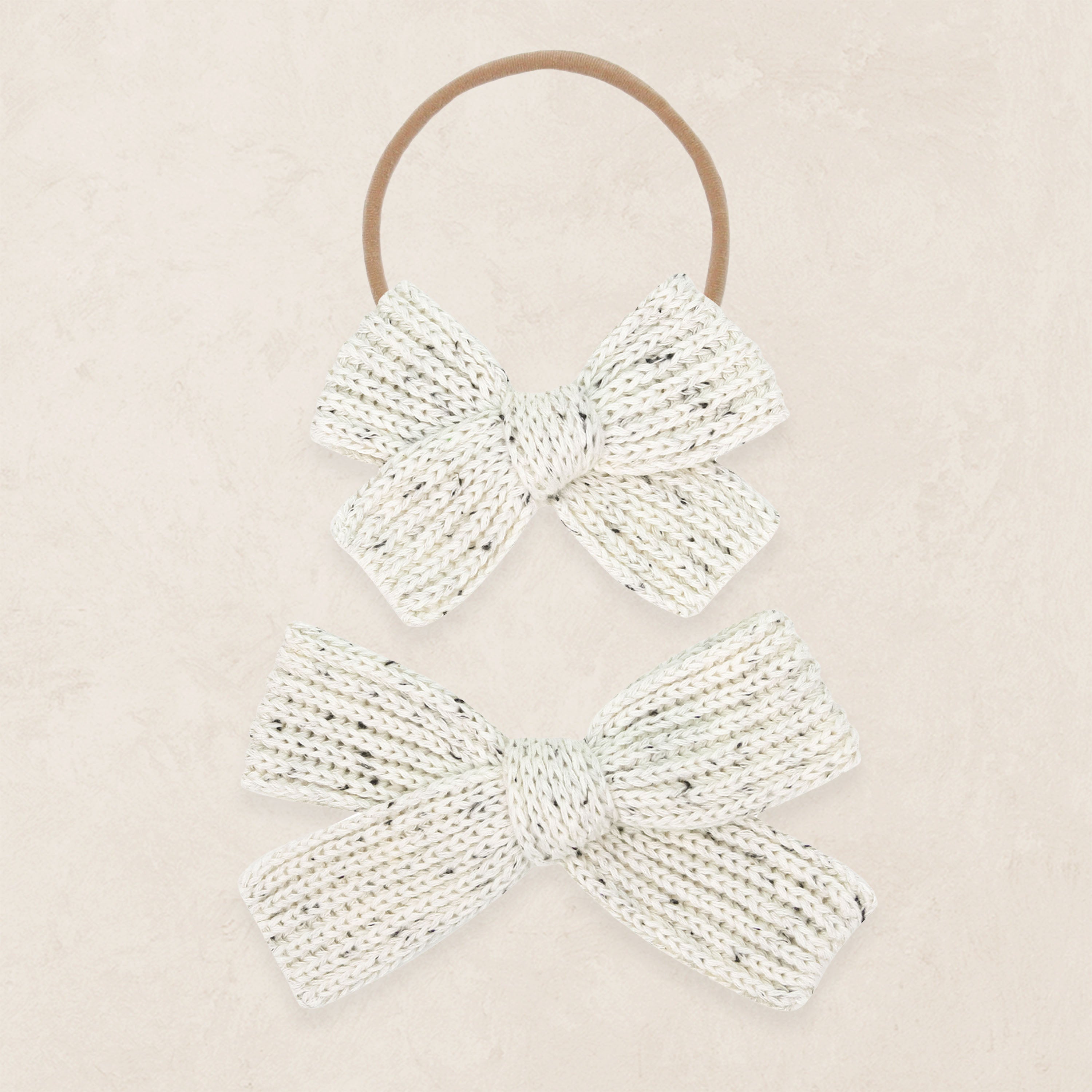 Sweater Bow - Cream Speckle Chunky Knit