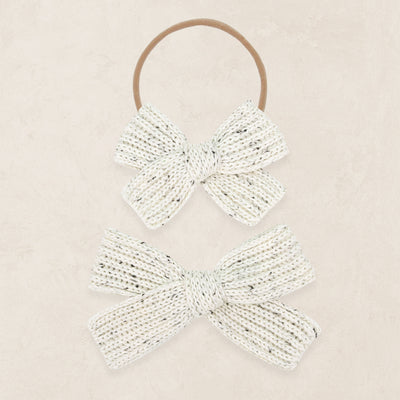Sweater Bow - Cream Speckle Chunky Knit
