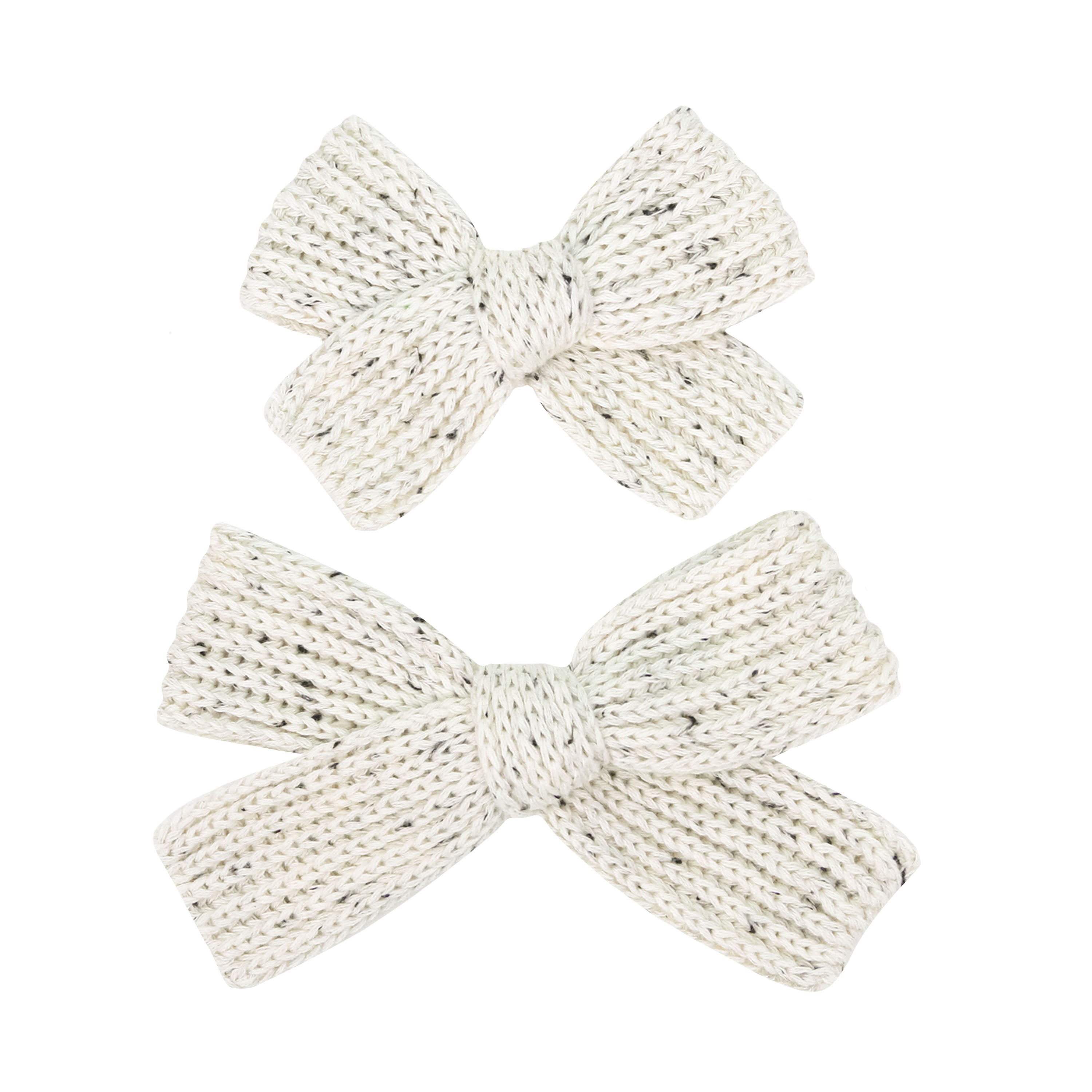 Sweater Bow - Cream Speckle Chunky Knit Clip