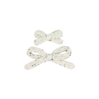 Sweater Bow - Cream Speckle Knit Clip