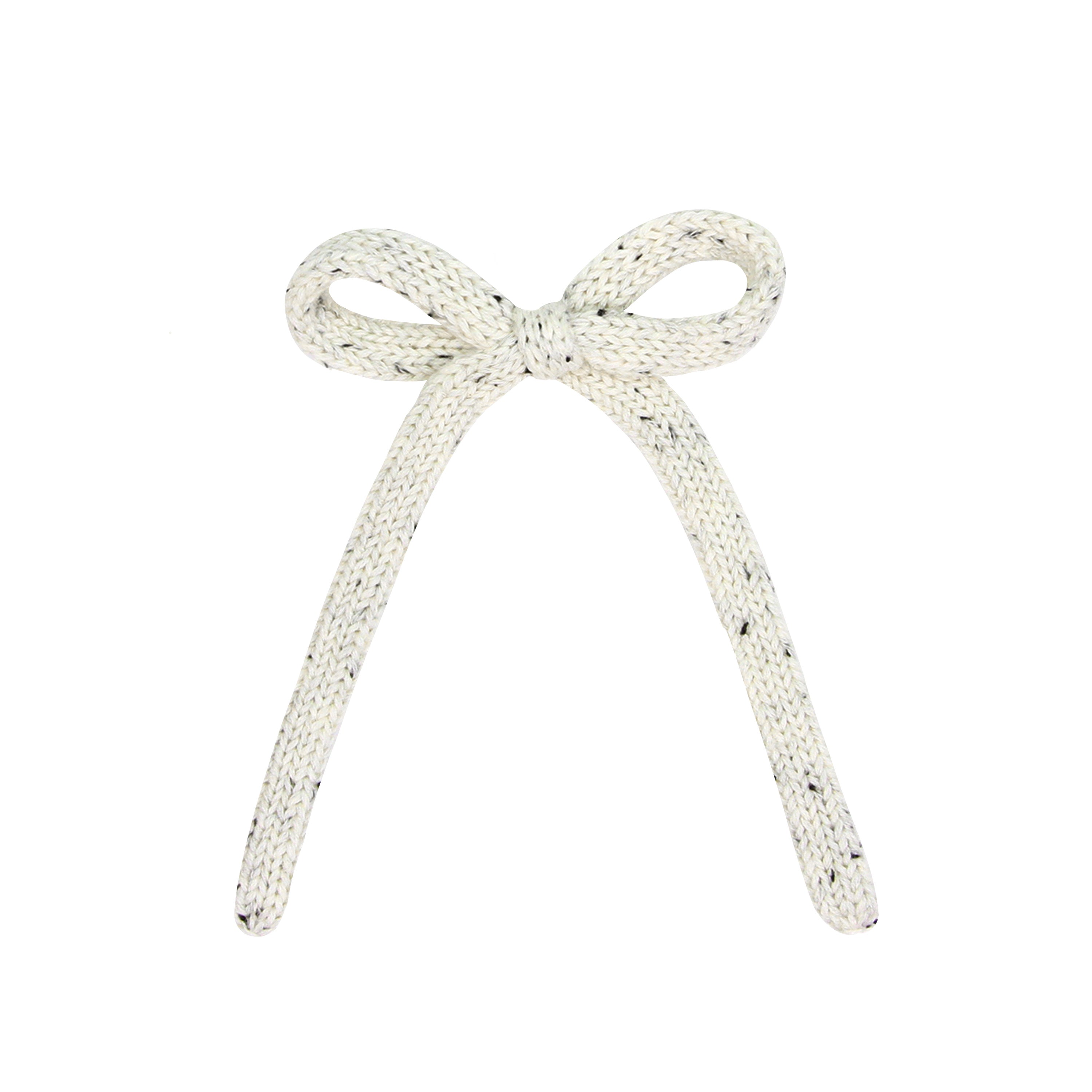 Sweater Bow - Cream Speckle Knit Sash Clip