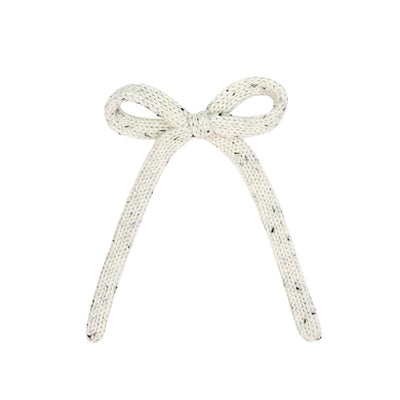 Sweater Bow - Cream Speckle Knit Sash Clip