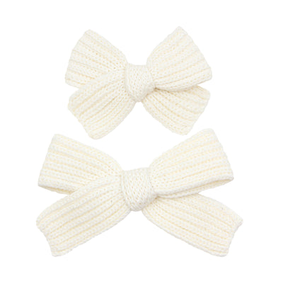 Sweater Bow - Ivory Chunky Knit Clip