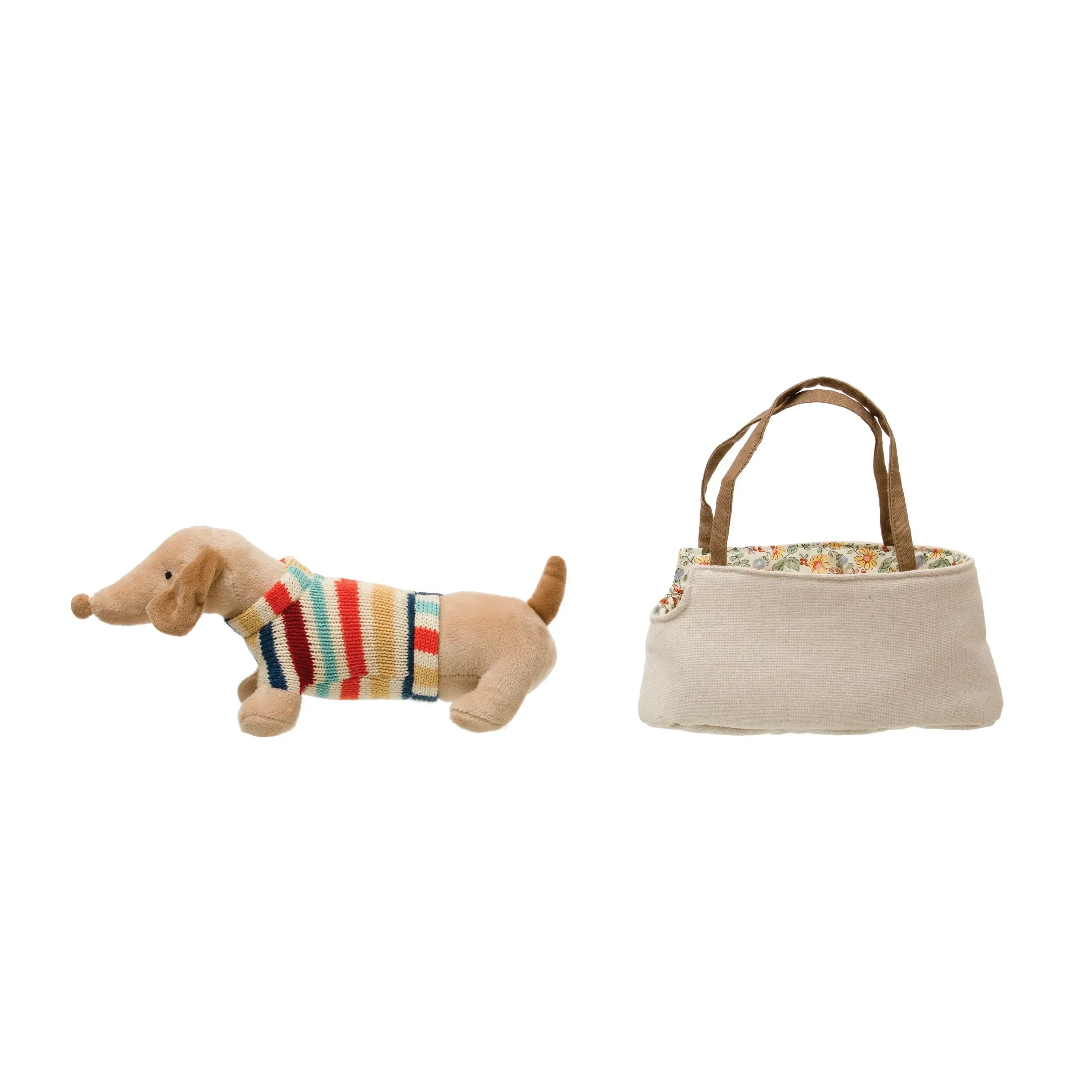 Cotton Removable Dachshund in Dog Carrier