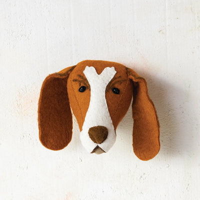 Handmade Wool Felt Dog Head Wall Décor