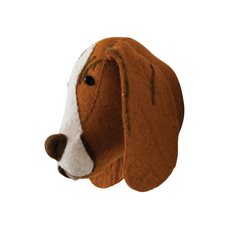Handmade Wool Felt Dog Head Wall Décor