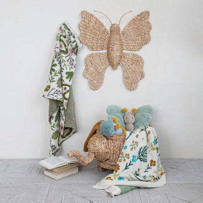 Hand-Woven Water Hyacinth Butterfly Wall Décor - Natural