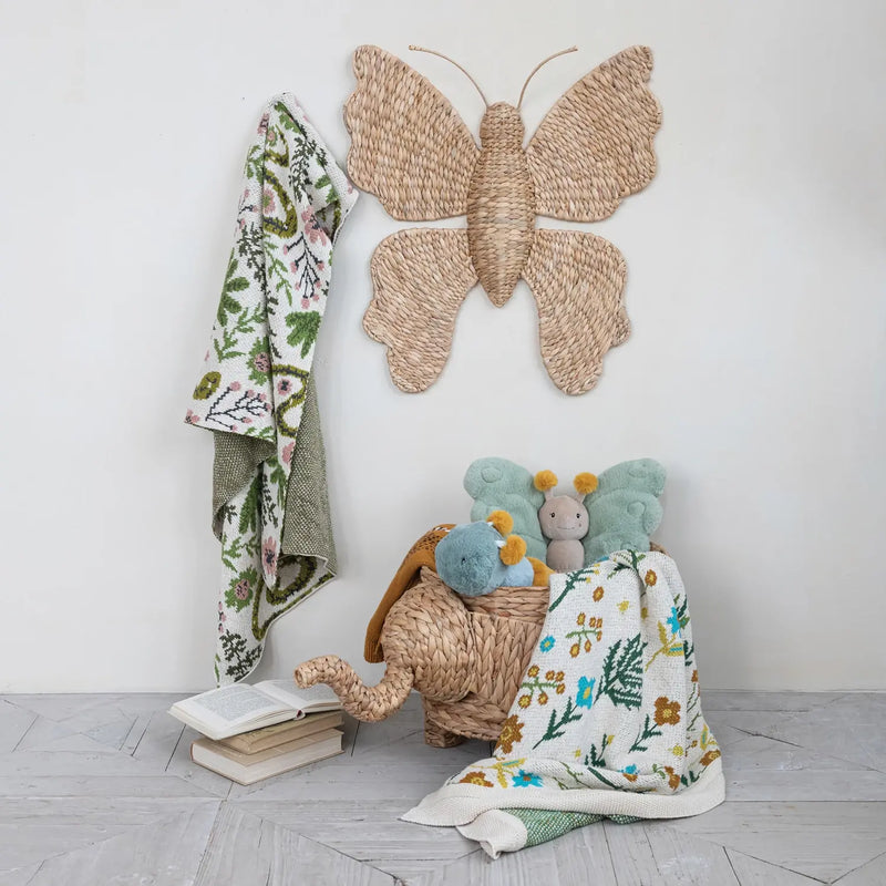 Hand-Woven Water Hyacinth Butterfly Wall Décor - Natural