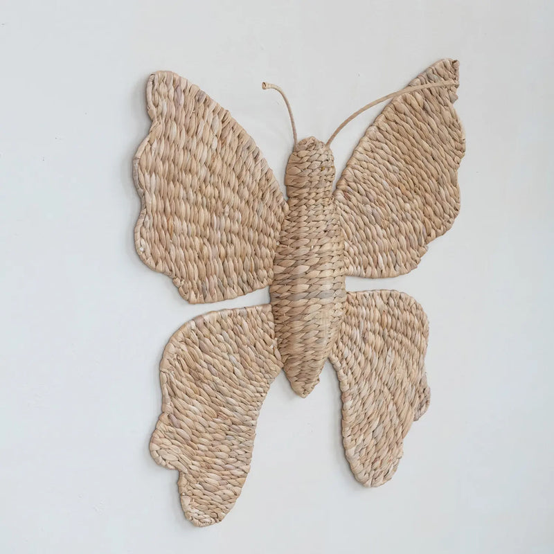 Hand-Woven Water Hyacinth Butterfly Wall Décor - Natural