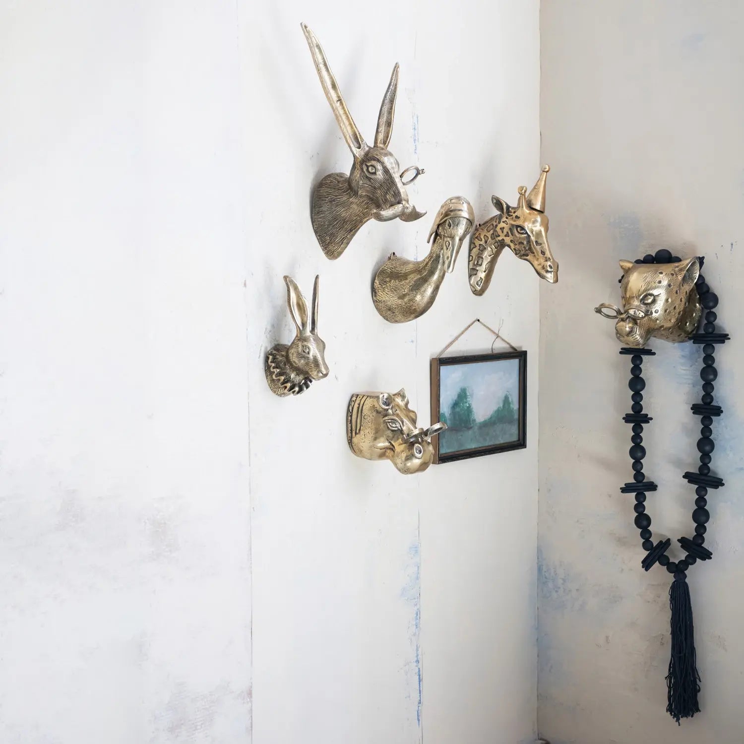 Cast Aluminum Giraffe Head with Party Hat Wall Décor