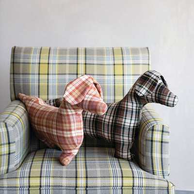 Plaid Fabric Dog Shaped Pillow