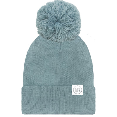 Beanie with Pom - Dusty Blue