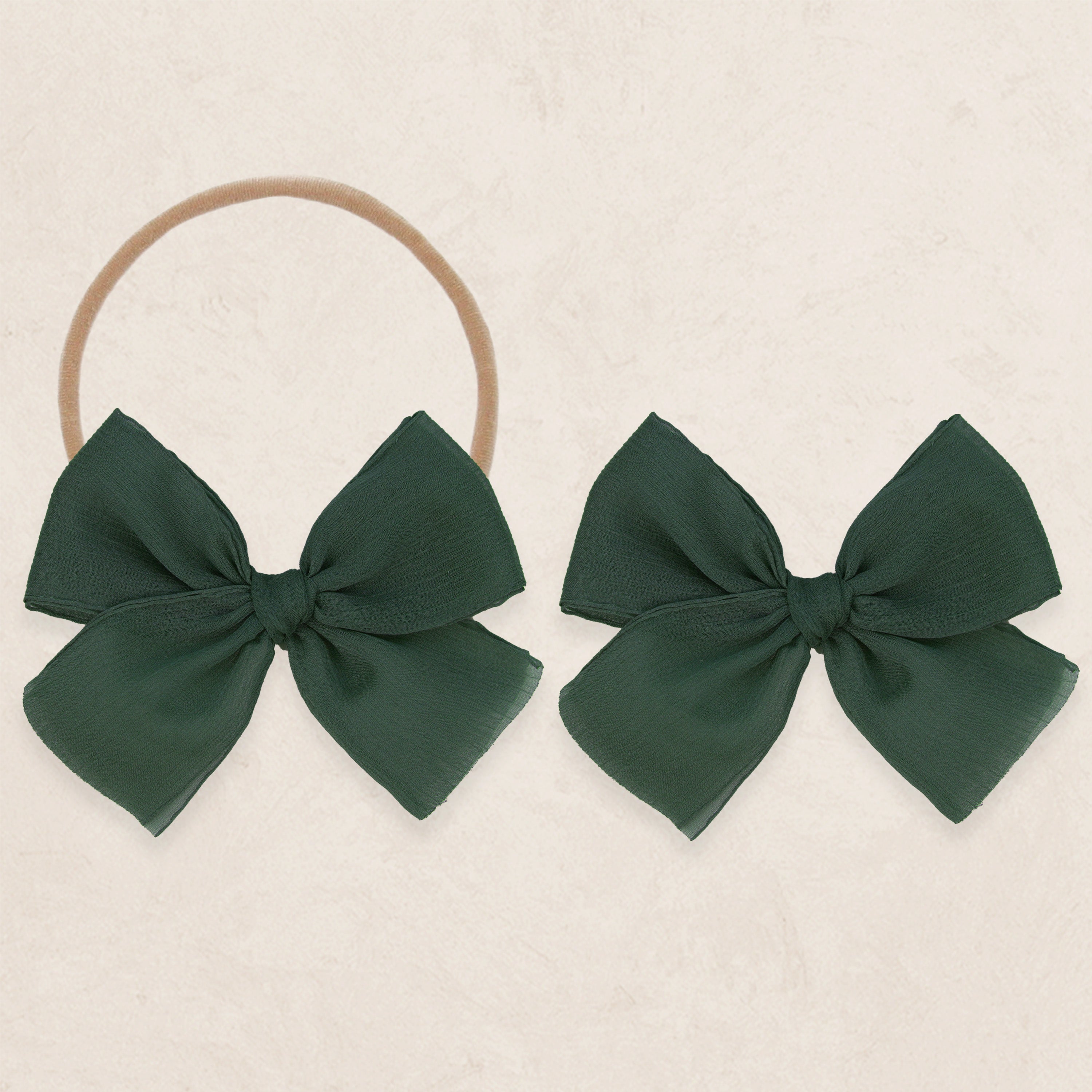 Chiffon Bow - Evergreen