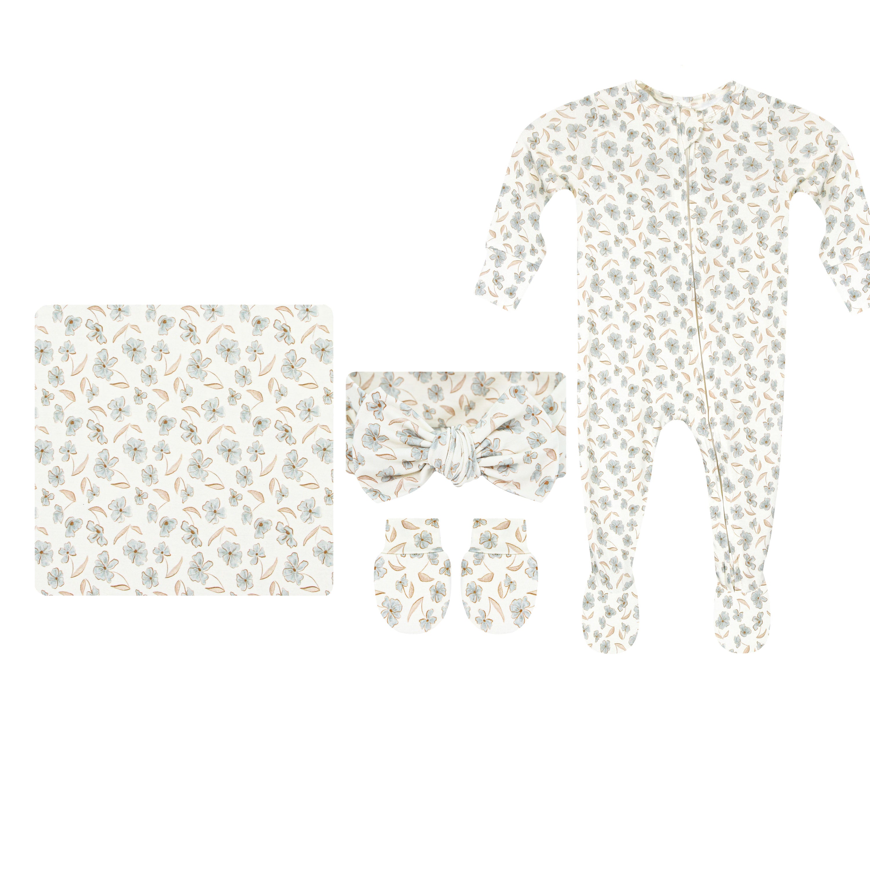 Faye Newborn Headband Bundle + Zipper Footie