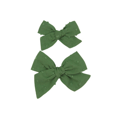 Classic Bow - Fern Swiss Dot Clip